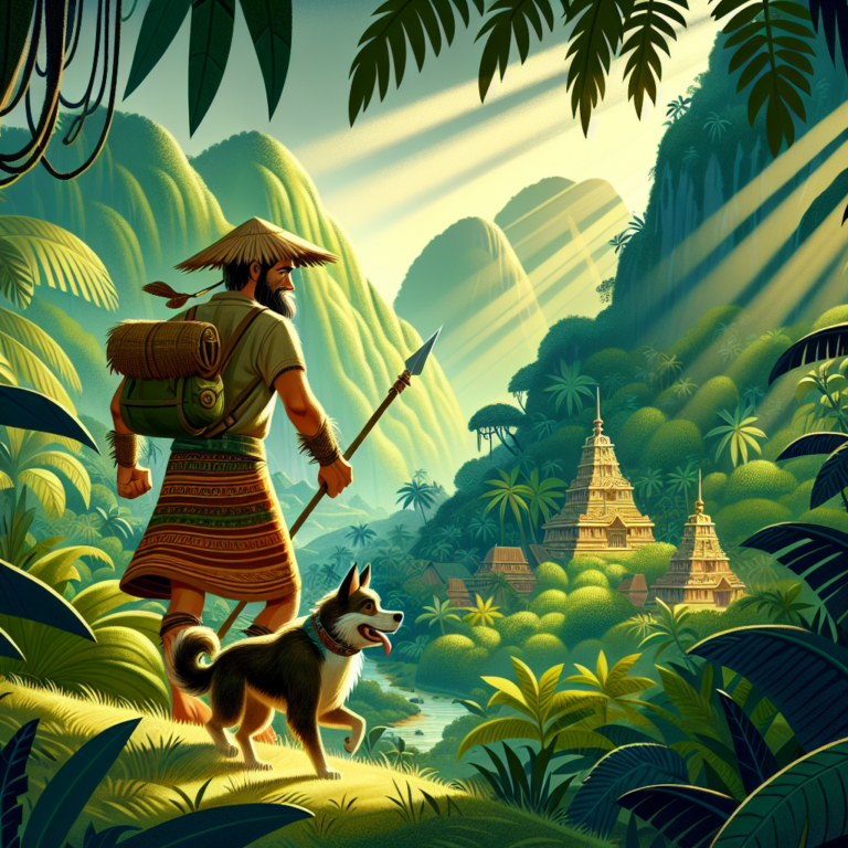 Illustration 1 for The Brave Hunter's Journey to the Whispering Wilderness - SOUTHEAST_ASIAN children's story