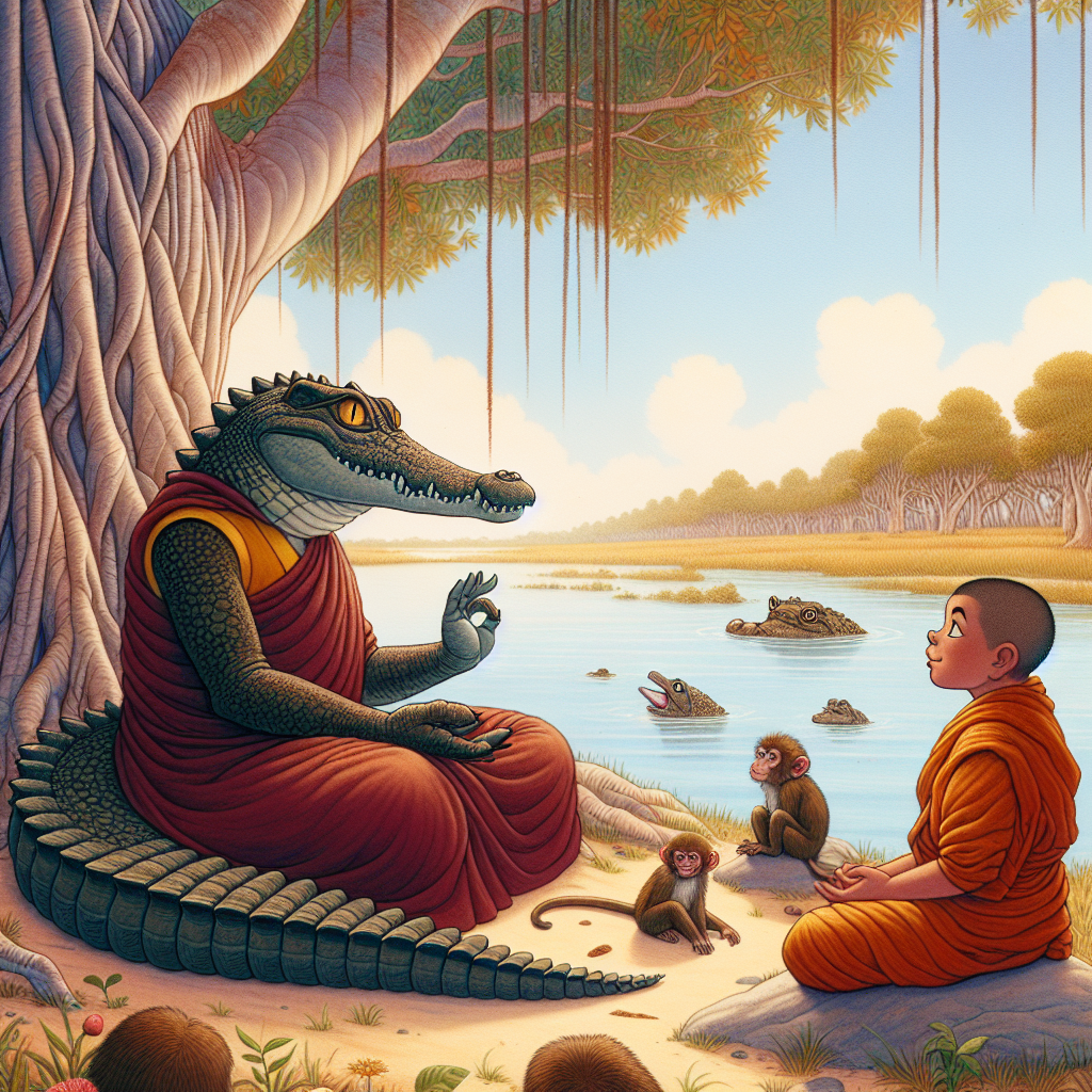 Illustration 1 for The Clever Crocodile's Deceptive Deal in the Outback - BUDDHIST children's story