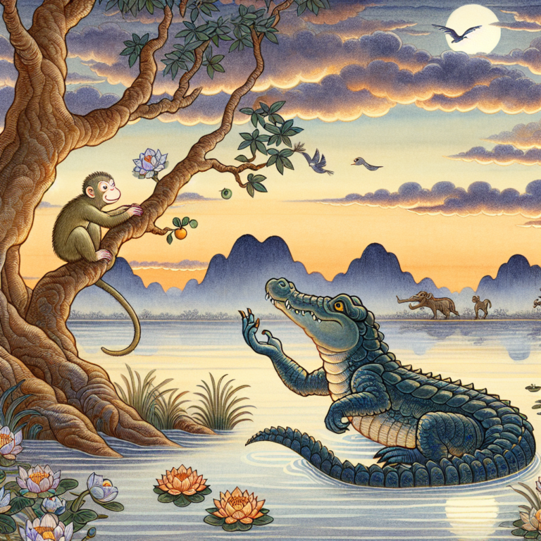 Illustration 1 for The Cheeky Monkey and the Deceptive River Crossing - BUDDHIST children's story