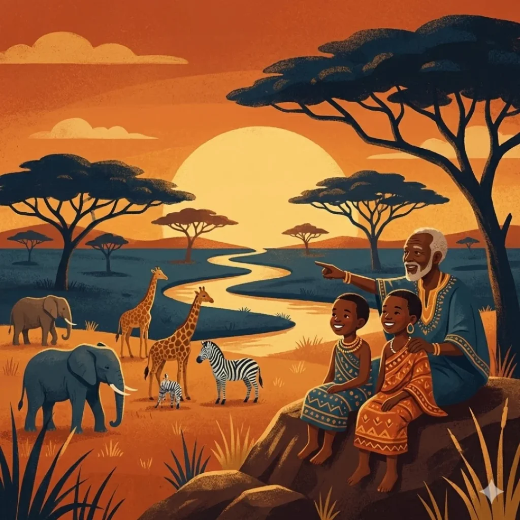 The sun dipped low in the Africa…