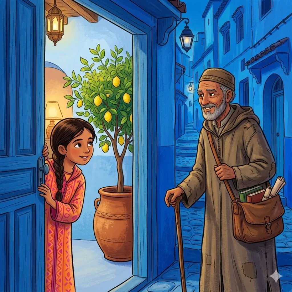 The Blue City and the Wandering Scholar - Moroccan Hospitality Story for Kids - MOROCCAN moral story for children