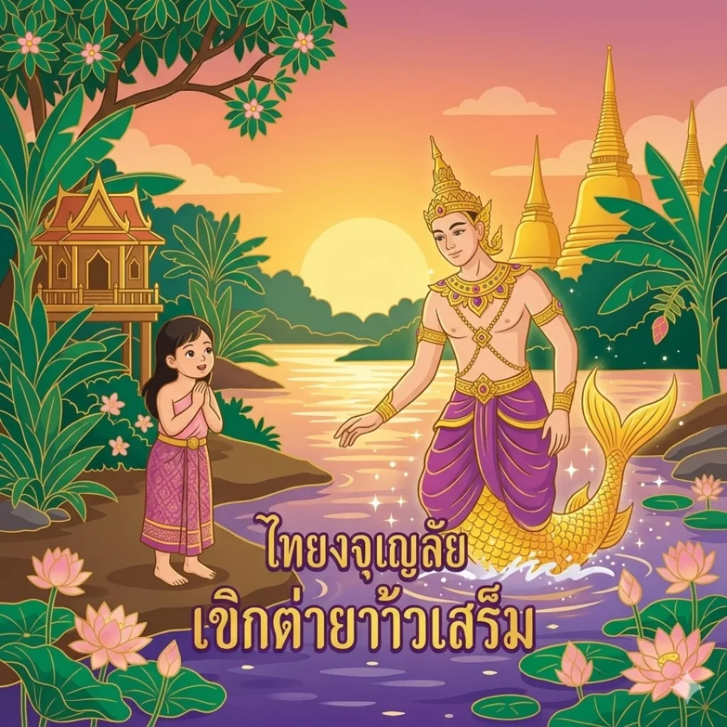 The Grateful Fish Prince — Thai folklore children's story illustration