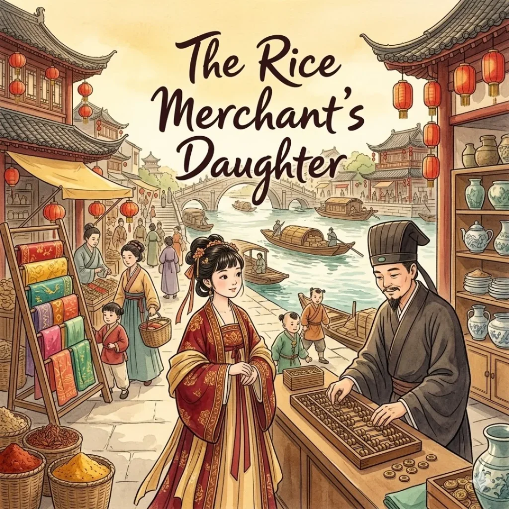 The Rice Merchant's Daughter — Song Dynasty China children's story illustration
