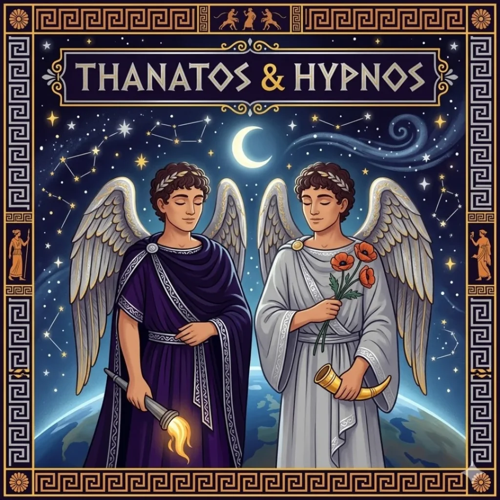 Thanatos and Hypnos — Greek twin gods of death and sleep, mythology for kids
