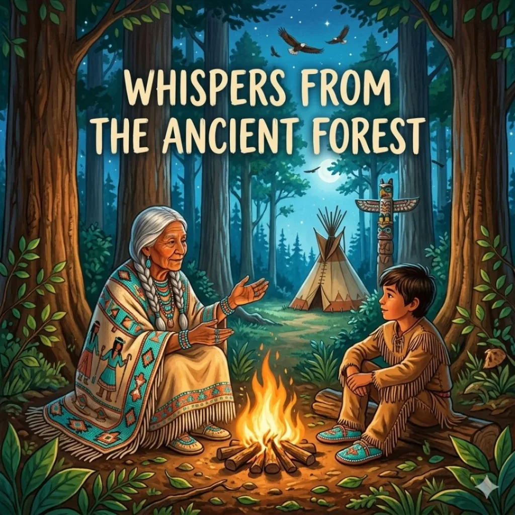 Native American forest wisdom story — children's illustration