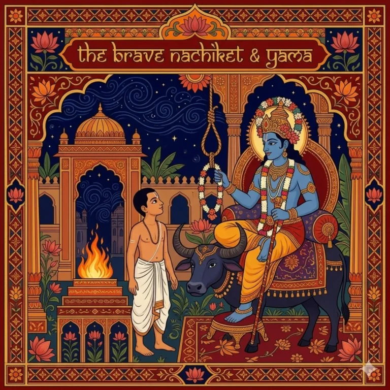 Nachiketa and the Lord of Death — Hindu mythology children's story illustration