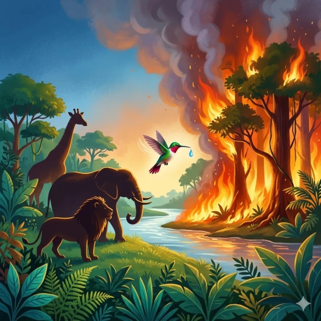 The Hummingbird And The Forest Fire Action Story For Kids